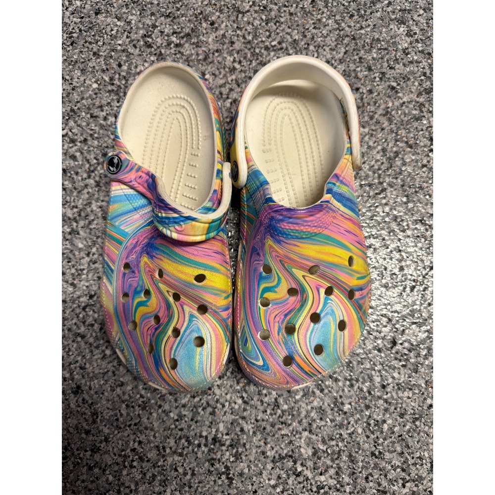 Crocs Classic Clogs Multi Color Marble Swirl Slip On Shoes Mens 6 Womens 8